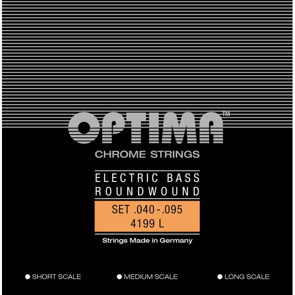 Optima E-Bass Strings Chrome Strings. Round Wound Medium Scale - Set 4-string light (4199M)