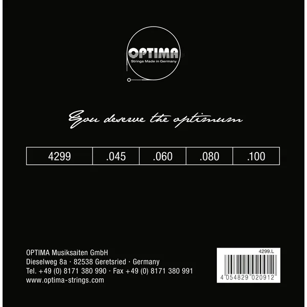 Optima E-Bass Strings Chrome Strings. Round Wound Medium Scale - Set 4-string reg-light (4299M)