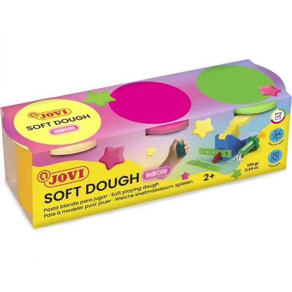 Pack de 3 pots pâte à modeler fluo Blandiver soft dough 110gr
