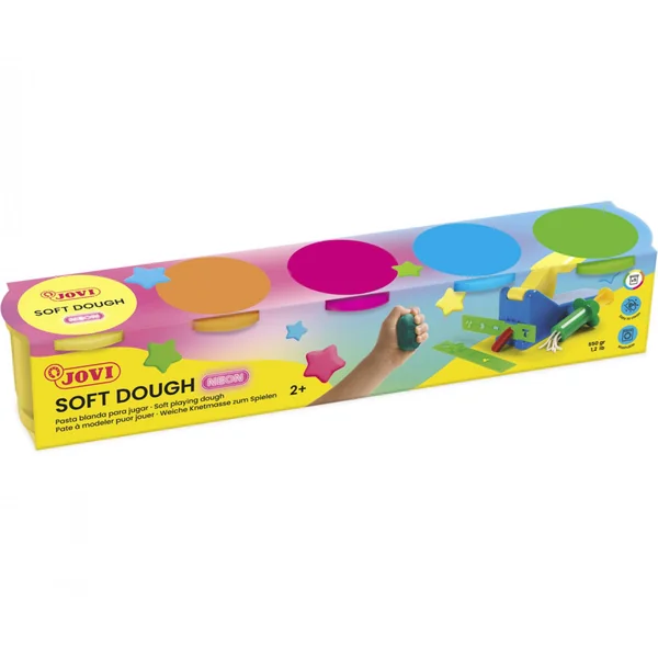 Pack de 5 pots pâte à modeler fluo Blandiver 110gr