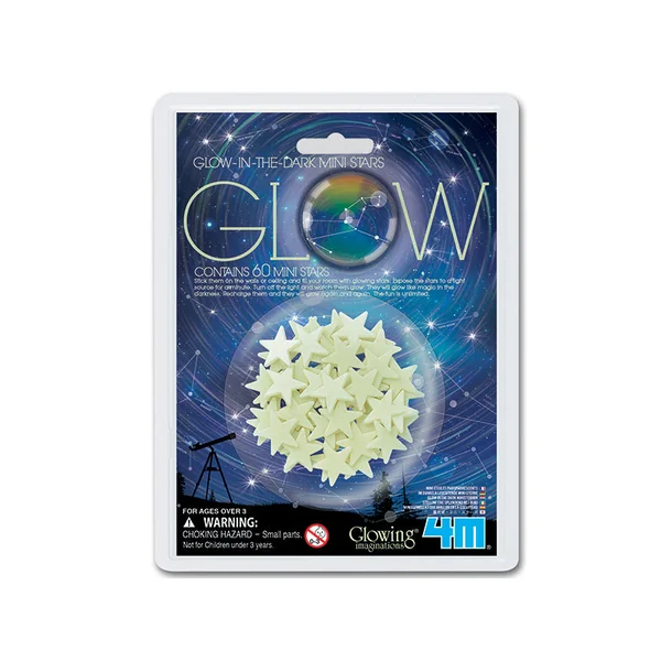 Pack de 60 mini-étoiles phosphorescentes - 5cm