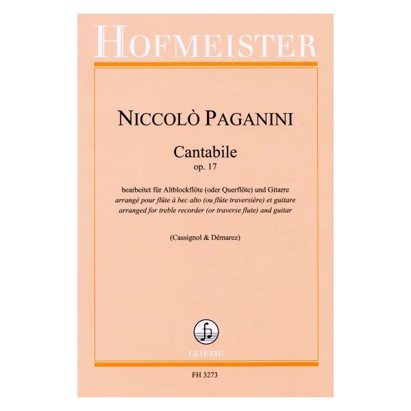 Paganini N. Cantabile OP 17 Flute A Bec Alto OU Flute et Guitare
