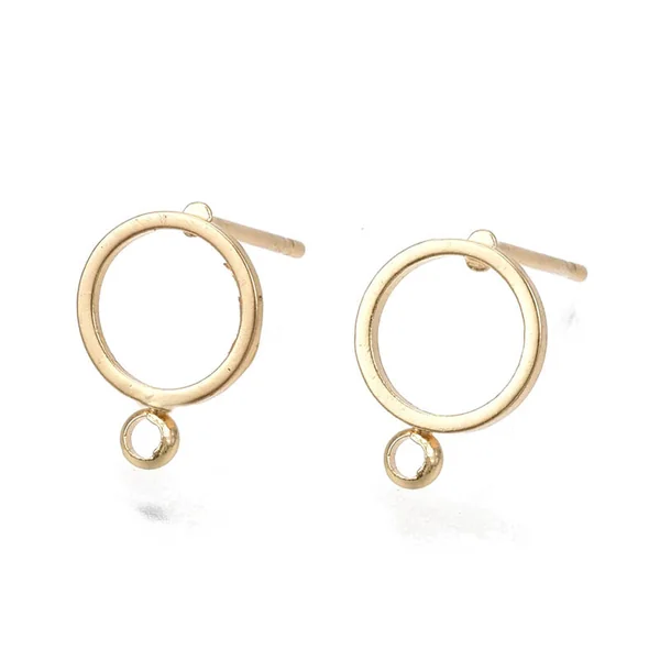 Paire de boucles d'oreilles anneau - doré à l'or fin 18k - 12,5 mm