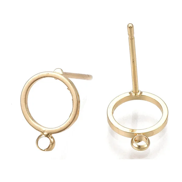Paire de boucles d'oreilles anneau - doré à l'or fin 18k - 12,5 mm