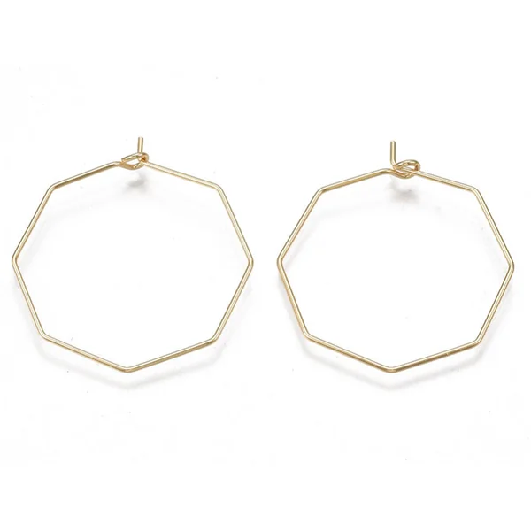 Paire de boucles d'oreilles anneau octogonal - 31 x 28 x 0,8 mm - doré à l'or fin 18K