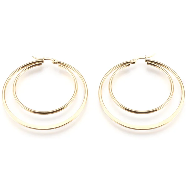 Paire de boucles d'oreilles créoles - Acier inoxydable doré - 54 mm