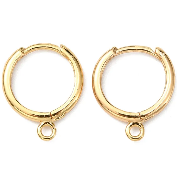 Paire de boucles d'oreilles dormeuses - Doré à l'or fin 18K - 17 mm