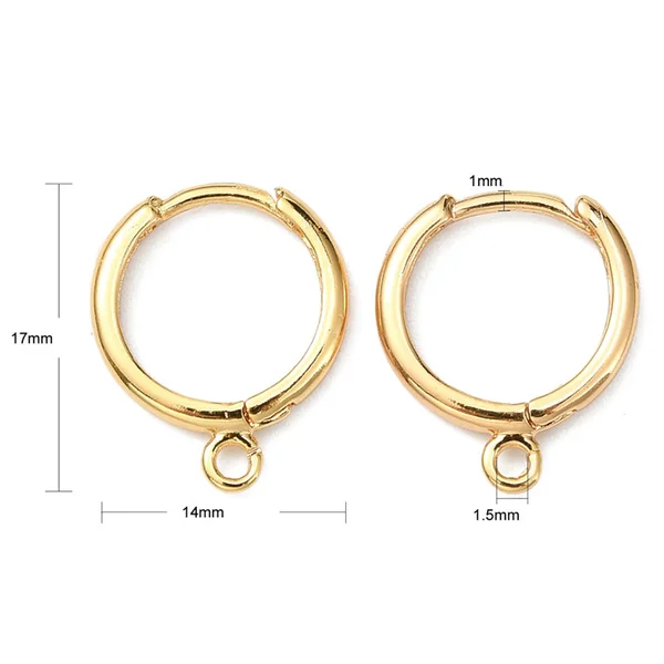 Paire de boucles d'oreilles dormeuses - Doré à l'or fin 18K - 17 mm