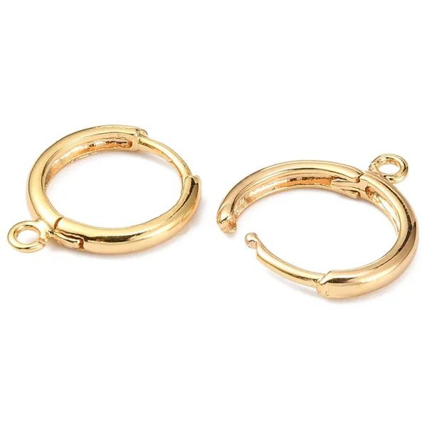 Paire de boucles d'oreilles dormeuses - Doré à l'or fin 18K - 17 mm