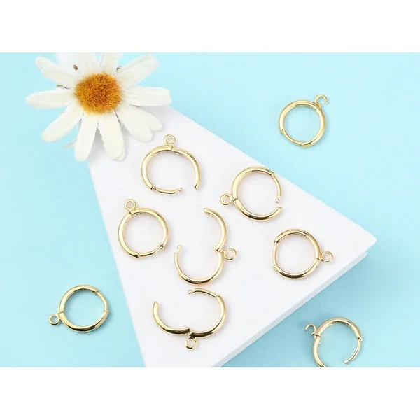 Paire de boucles d'oreilles dormeuses - Doré à l'or fin 18K - 17 mm