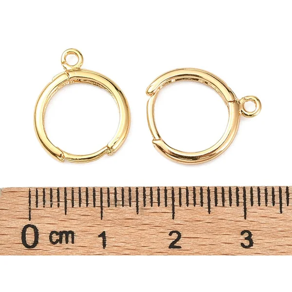 Paire de boucles d'oreilles dormeuses - Doré à l'or fin 18K - 17 mm