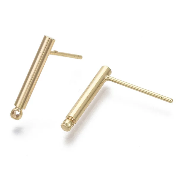 Paire de boucles d'oreilles - doré à l'or fin 18K - boucles longues 15 mm