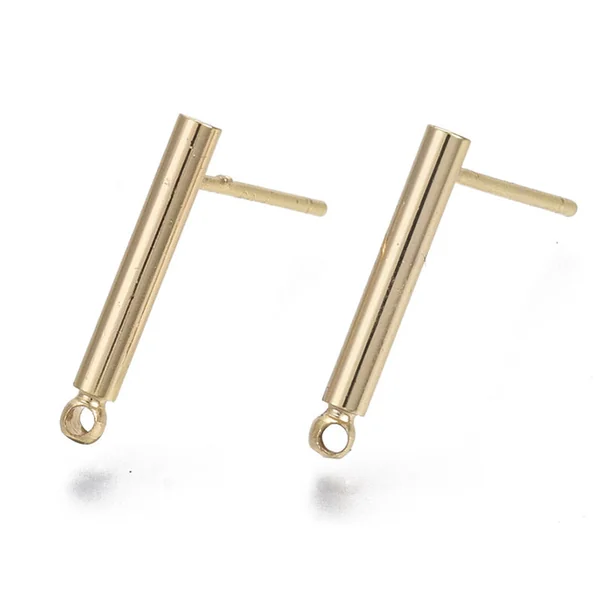 Paire de boucles d'oreilles - doré à l'or fin 18K - boucles longues 15 mm
