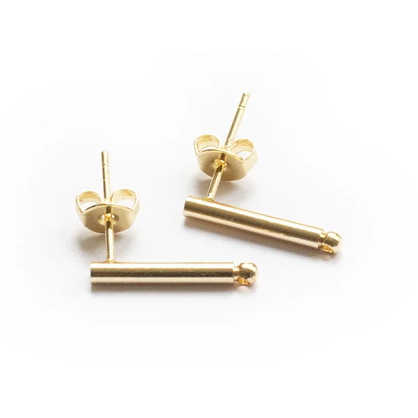 Paire de boucles d'oreilles - doré à l'or fin 18K - boucles longues 15 mm