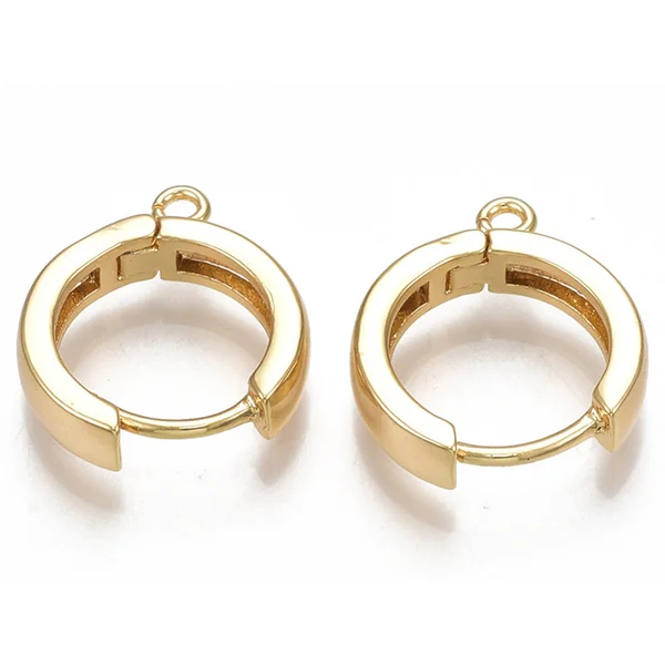 Paire de boucles d'oreilles huggies - anneau rond - 16,5 x 14,5 x 3,5 mm - doré à l'or fin 18K