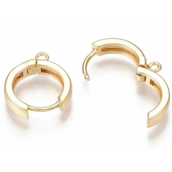 Paire de boucles d'oreilles huggies - anneau rond - 16,5 x 14,5 x 3,5 mm - doré à l'or fin 18K