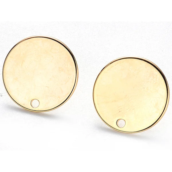 Paire de boucles d'oreilles puces 18K - doré à l'or fin - 15 mm