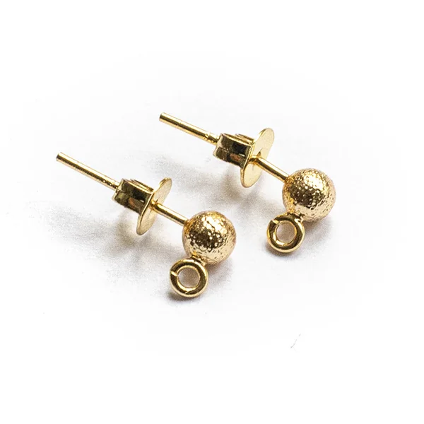 Paire de boucles d'oreilles puces petites boules 18K - doré à l'or fin