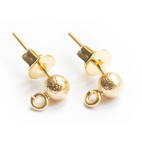 Paire de boucles d'oreilles puces petites boules 18K - doré à l'or fin