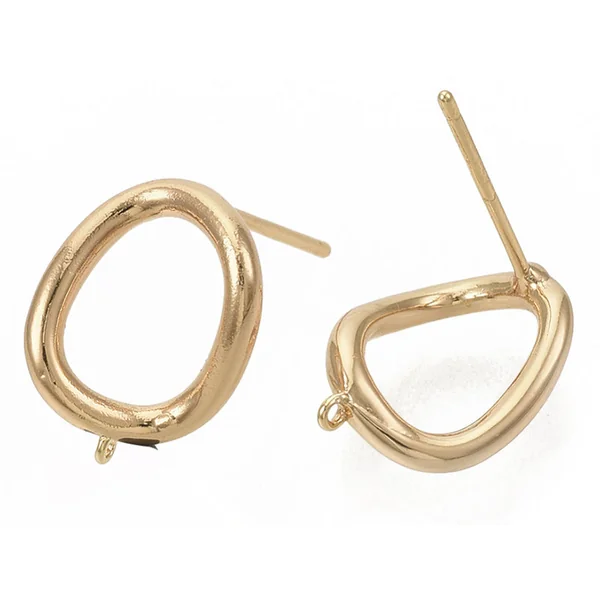 Paire de boulcles d'oreilles cercle - doré à l'or fin 18K - 13 mm