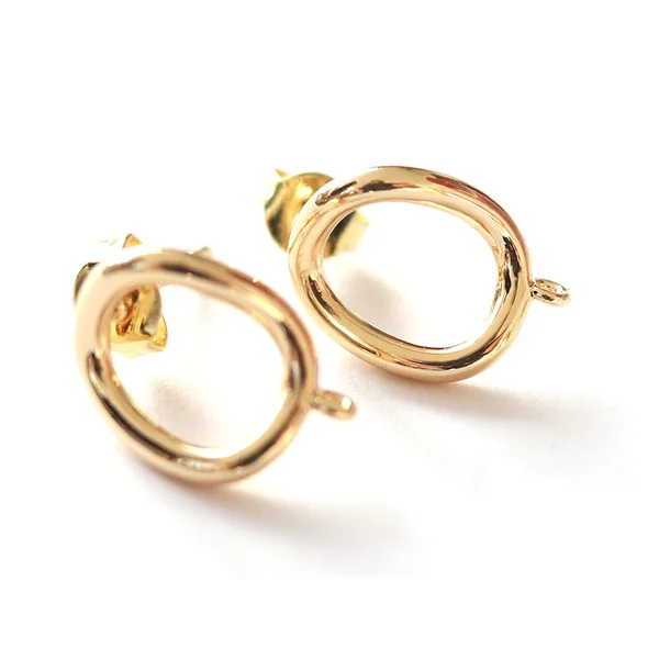 Paire de boulcles d'oreilles cercle - doré à l'or fin 18K - 13 mm