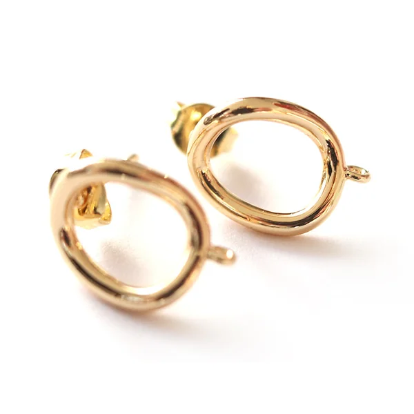 Paire de boulcles d'oreilles cercle - doré à l'or fin 18K - 13 mm