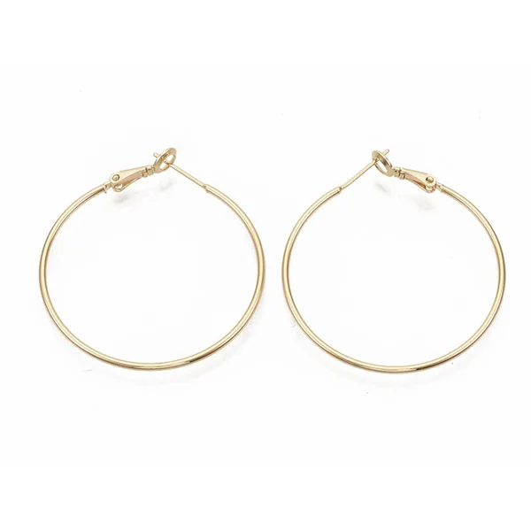 Paire de créoles - doré à l'or fin 18k - 40,5 mm