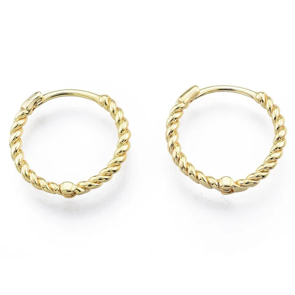 Paire de créoles huggie - Doré a l'or fin 18K - 15 mm