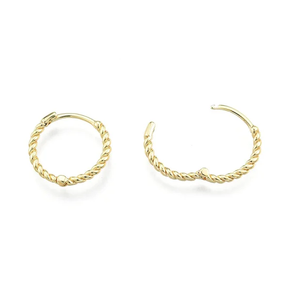 Paire de créoles huggie - Doré a l'or fin 18K - 15 mm