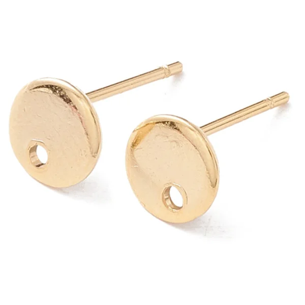 Paire de puces d'oreilles pampille ronde et lisse - doré à l'or fin 18K - 6 mm