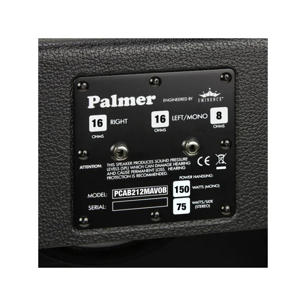 Palmer MI CAB 212 MAV OB - Baffle Guitare 2 x 12" avec HP Eminence Maverick 8/16 Ohms Open Back