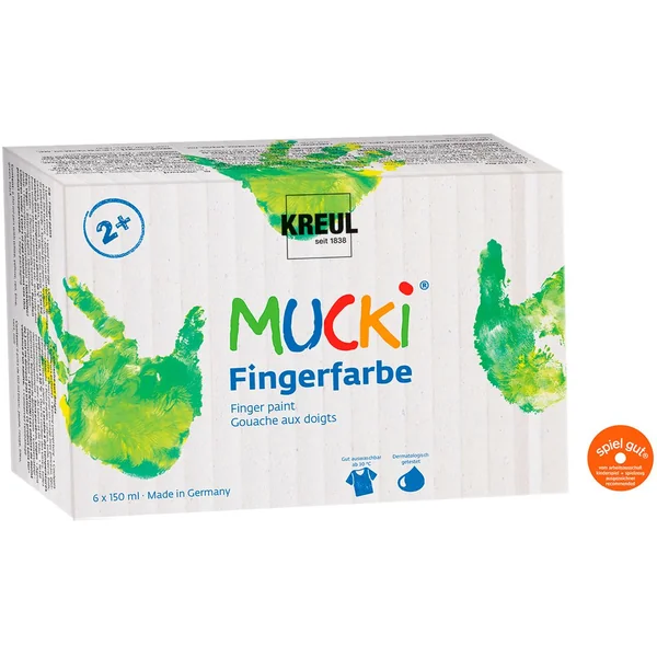 Peinture au doigt MUCKI, set de 6 x 150 ml