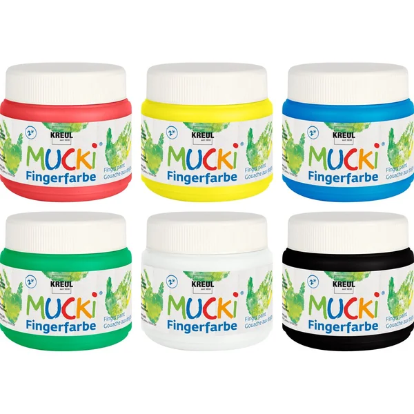 Peinture au doigt MUCKI, set de 6 x 150 ml