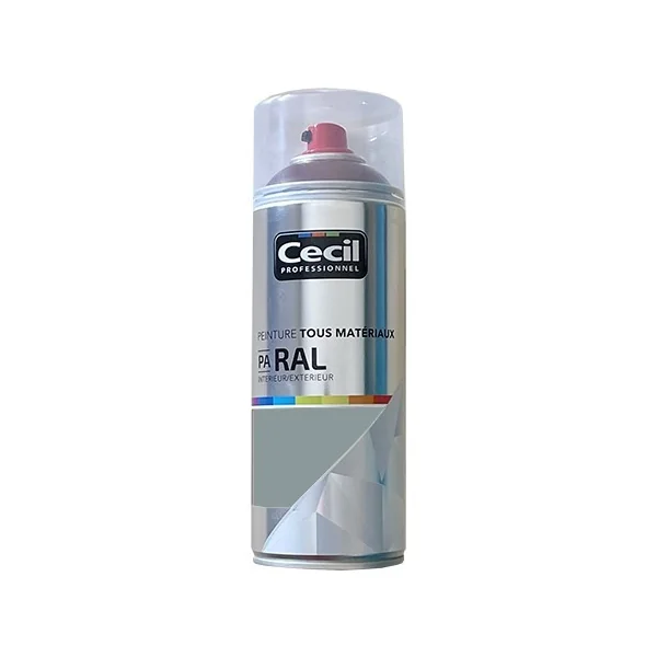 Peinture Aérosol Cécil Professionnel PA RAL - Gris galet satin (RAL 7045)