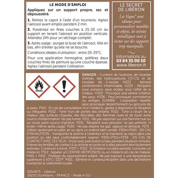 Peinture aérosol LIBÉRON Les Vapos Satin Le Gris Anthracite