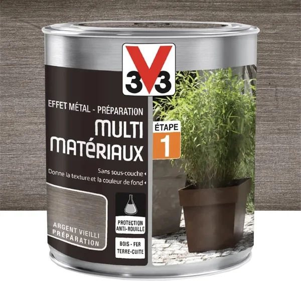 Peinture Extérieure Effet Métal Préparation V33 Argent vieilli