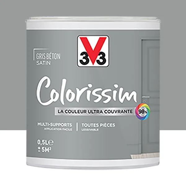 Peinture Multi-supports V33 Colorissim Satin Gris béton
