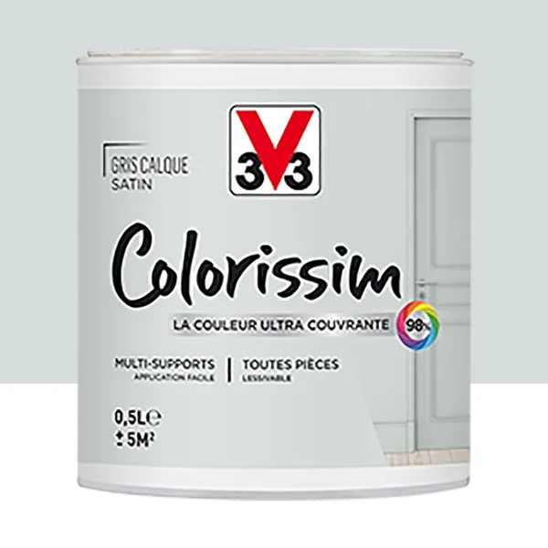 Peinture Multi-supports V33 Colorissim Satin Gris calque