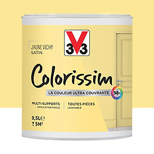 Peinture Multi-supports V33 Colorissim Satin Jaune Vichy