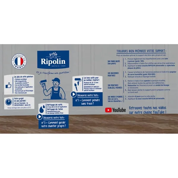 Peinture Murs, Boiseries, Radiateurs RIPOLIN Mat Beige pierre