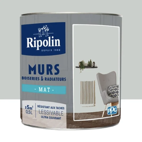 Peinture Murs, Boiseries, Radiateurs RIPOLIN Mat Gris lomé