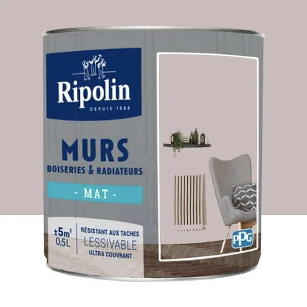 Peinture Murs, Boiseries, Radiateurs RIPOLIN Mat Gris lumière