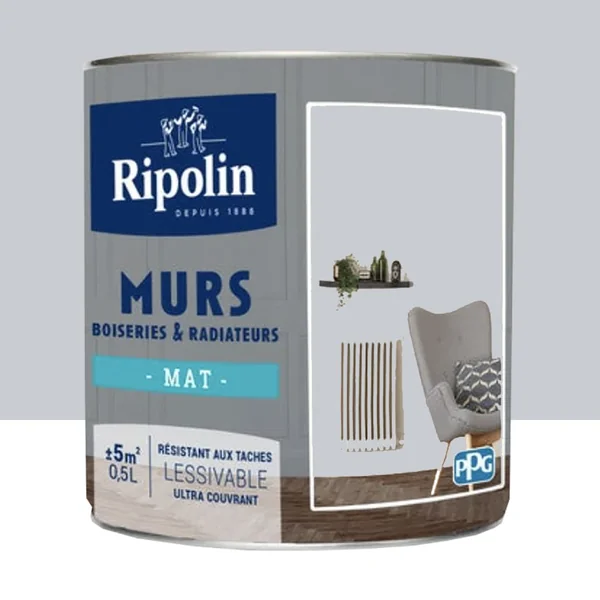 Peinture Murs, Boiseries, Radiateurs RIPOLIN Mat Gris télescope
