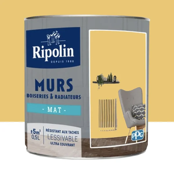 Peinture Murs, Boiseries, Radiateurs RIPOLIN Mat Jaune mimosa