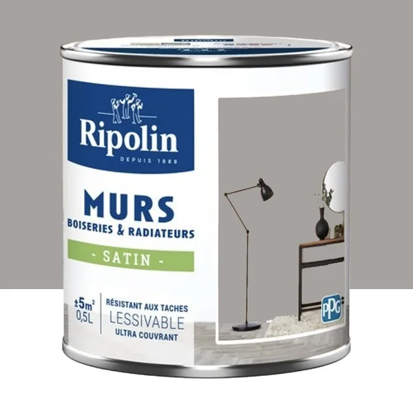 Peinture Murs, Boiseries, Radiateurs RIPOLIN Satin Gris urbain