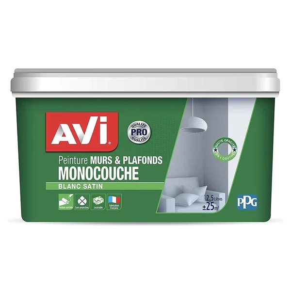 Peinture murs & plafonds AVI Monocouche Blanc satin