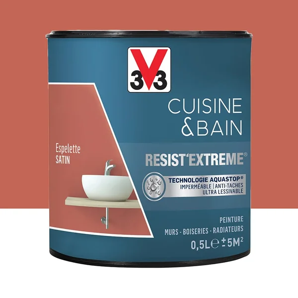 Peinture V33 Cuisine & Bain Resist'Extreme Satin Espelette