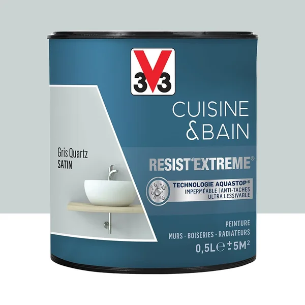 Peinture V33 Cuisine & Bain Resist'Extreme Satin Gris Quartz