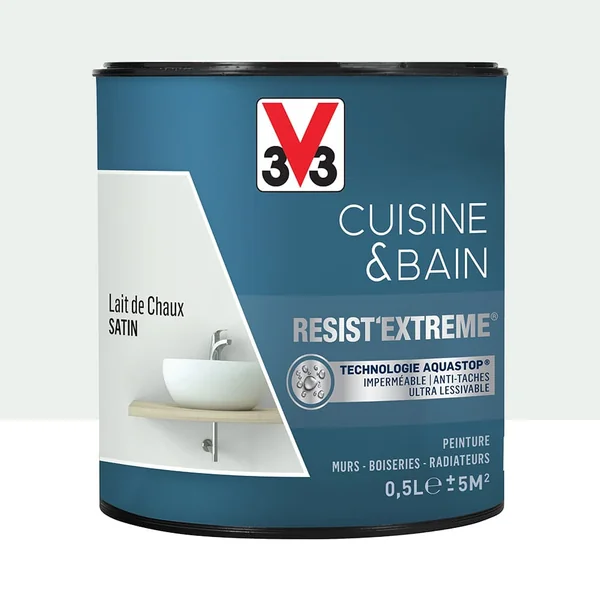 Peinture V33 Cuisine & Bain Resist'Extreme Satin Lait de Chaux