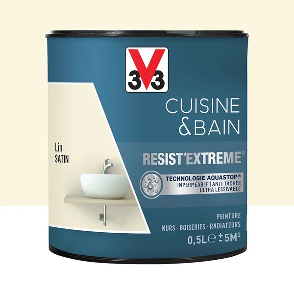 Peinture V33 Cuisine & Bain Resist'Extreme Satin Lin